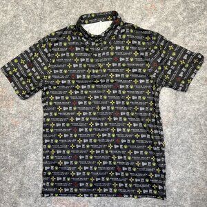 Men's Black All Over Print Golf Polo Shirt Pecos Valley Cannabis Weed Promo L
